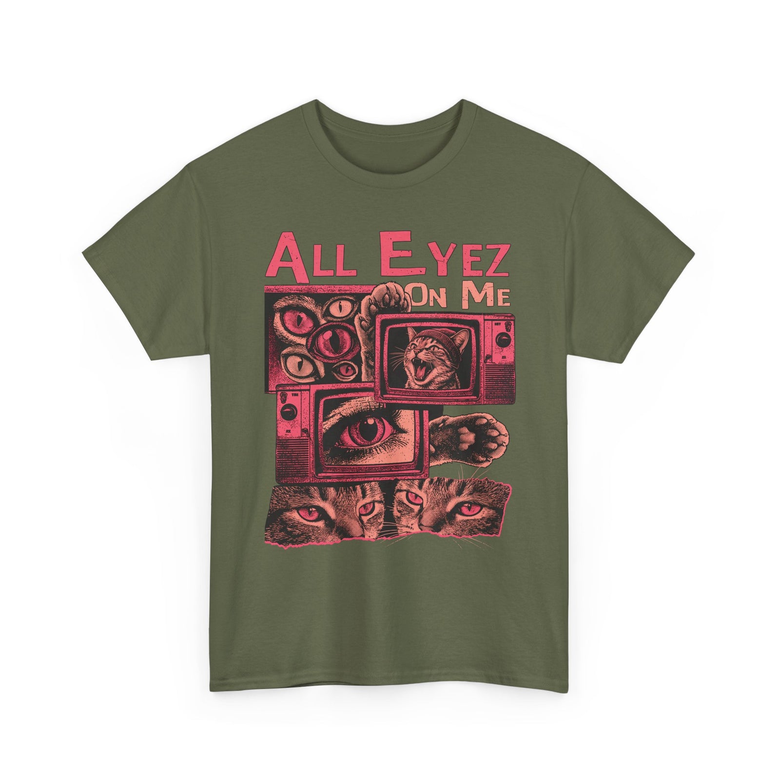 All Eyez On Me T-Shirt — Funny Retro TV Cat Graphic Tee