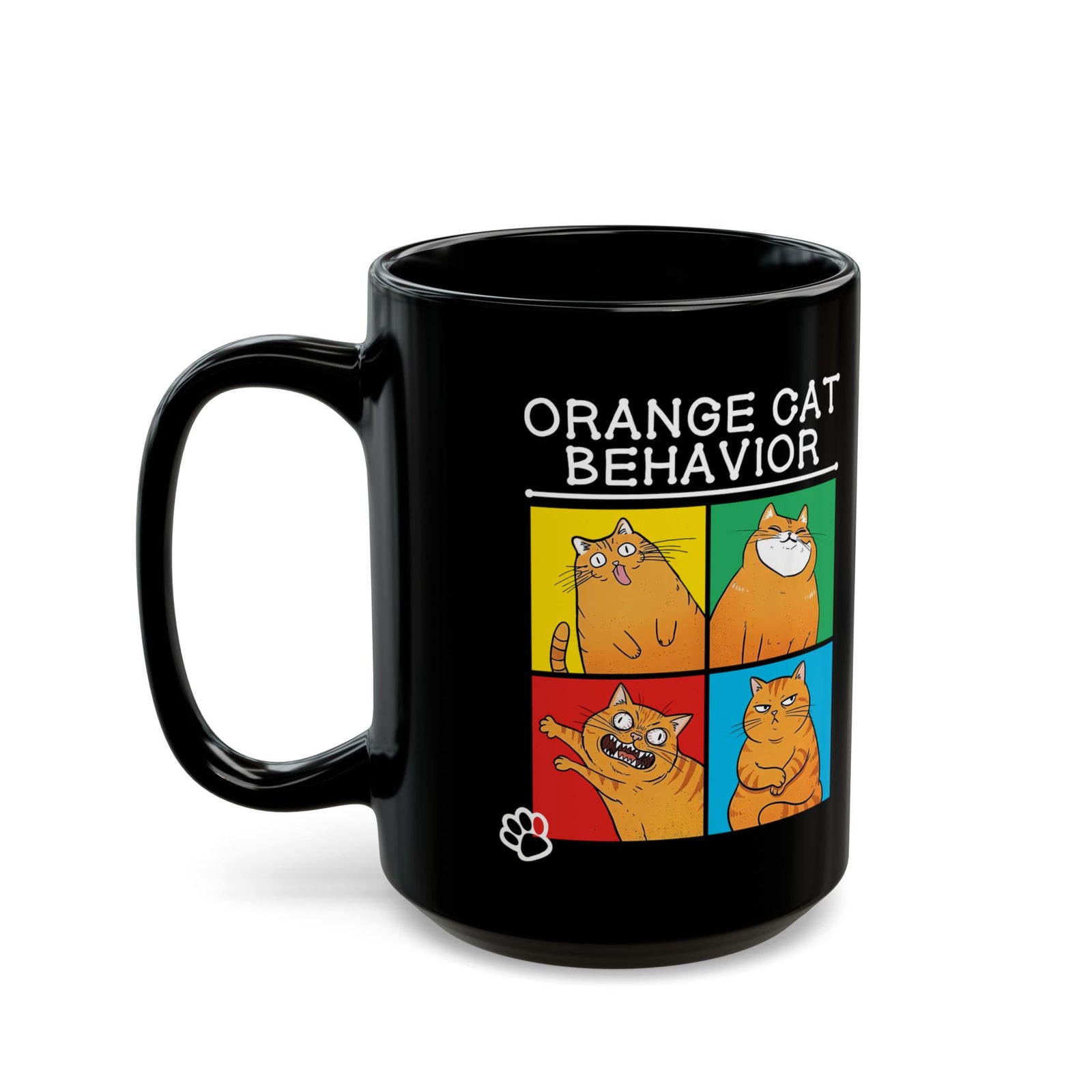 Orange Cat Behavior Black Mug Funny Cat Lover Mug