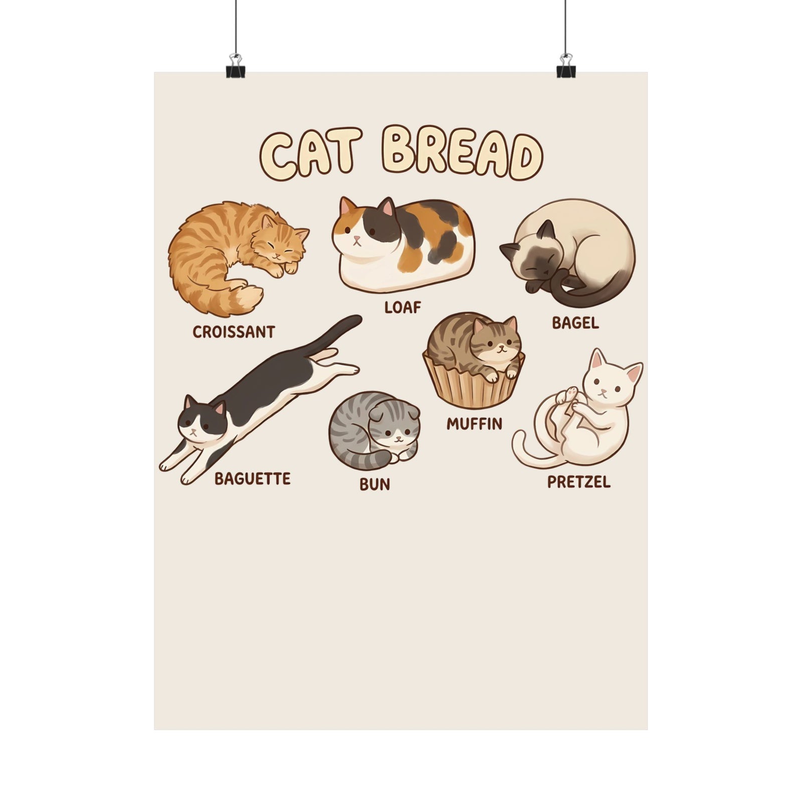 Cats & Breads Poster — Cute Cat and Bread Graphic Poster