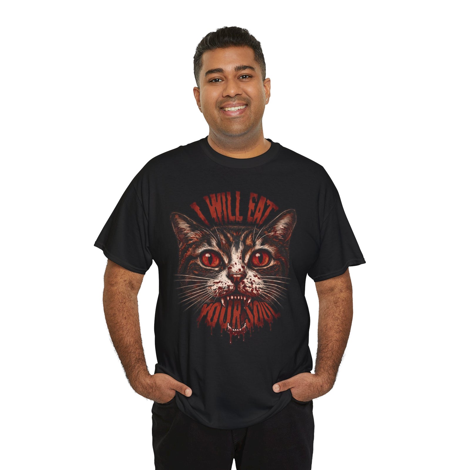 I Will Eat Your Soul T-Shirt — Horror Demon Cat Graphic Tee