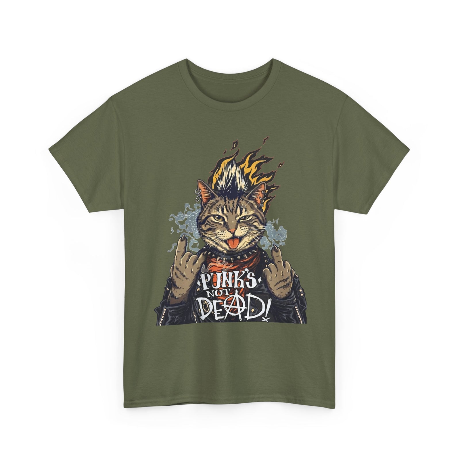Punks Not Dead Cat T-Shirt — Funny Rebel Punk Rock Tabby Tee