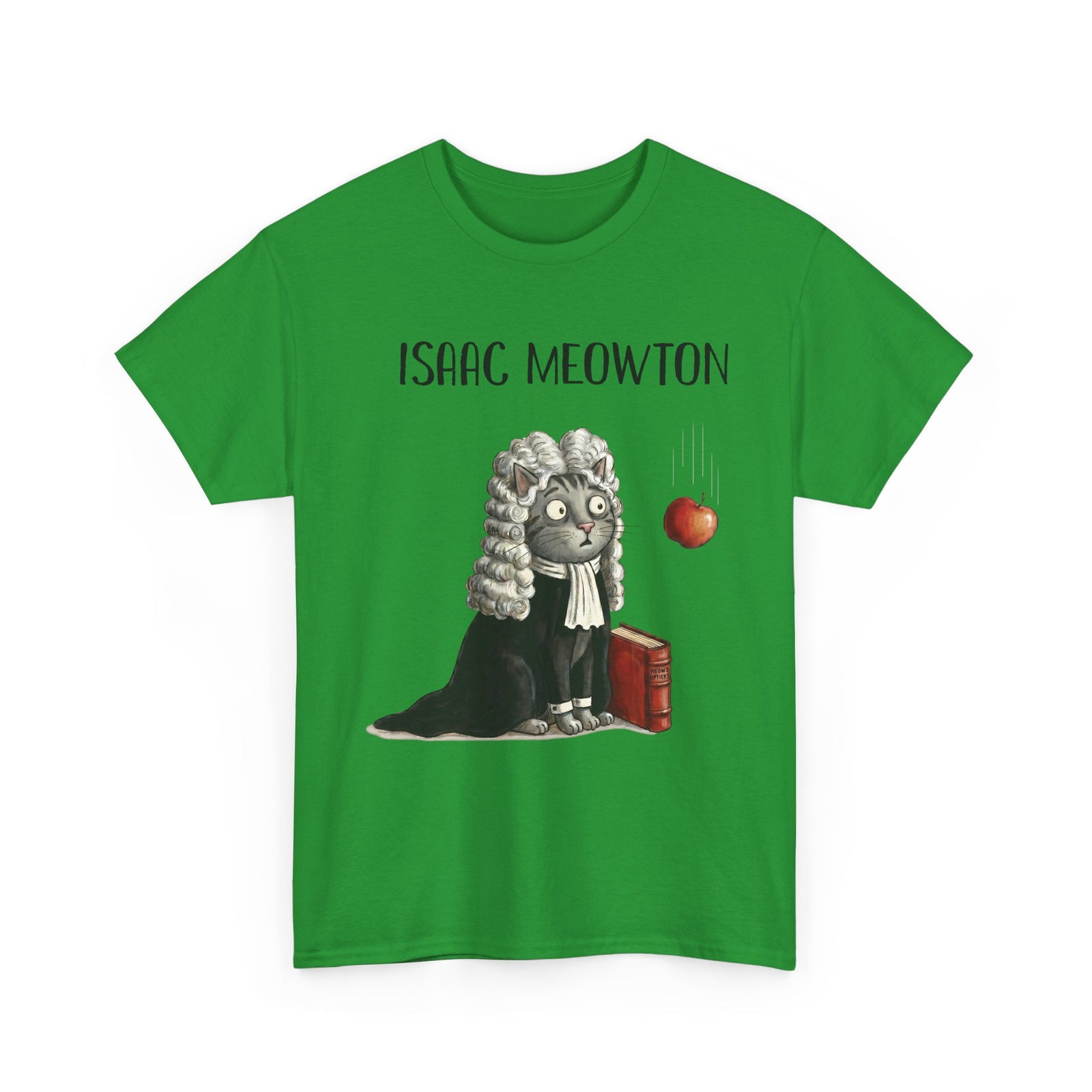 Isaac Meowton T-Shirt — Funny Science Pun Cat Gravity Graphic Tee
