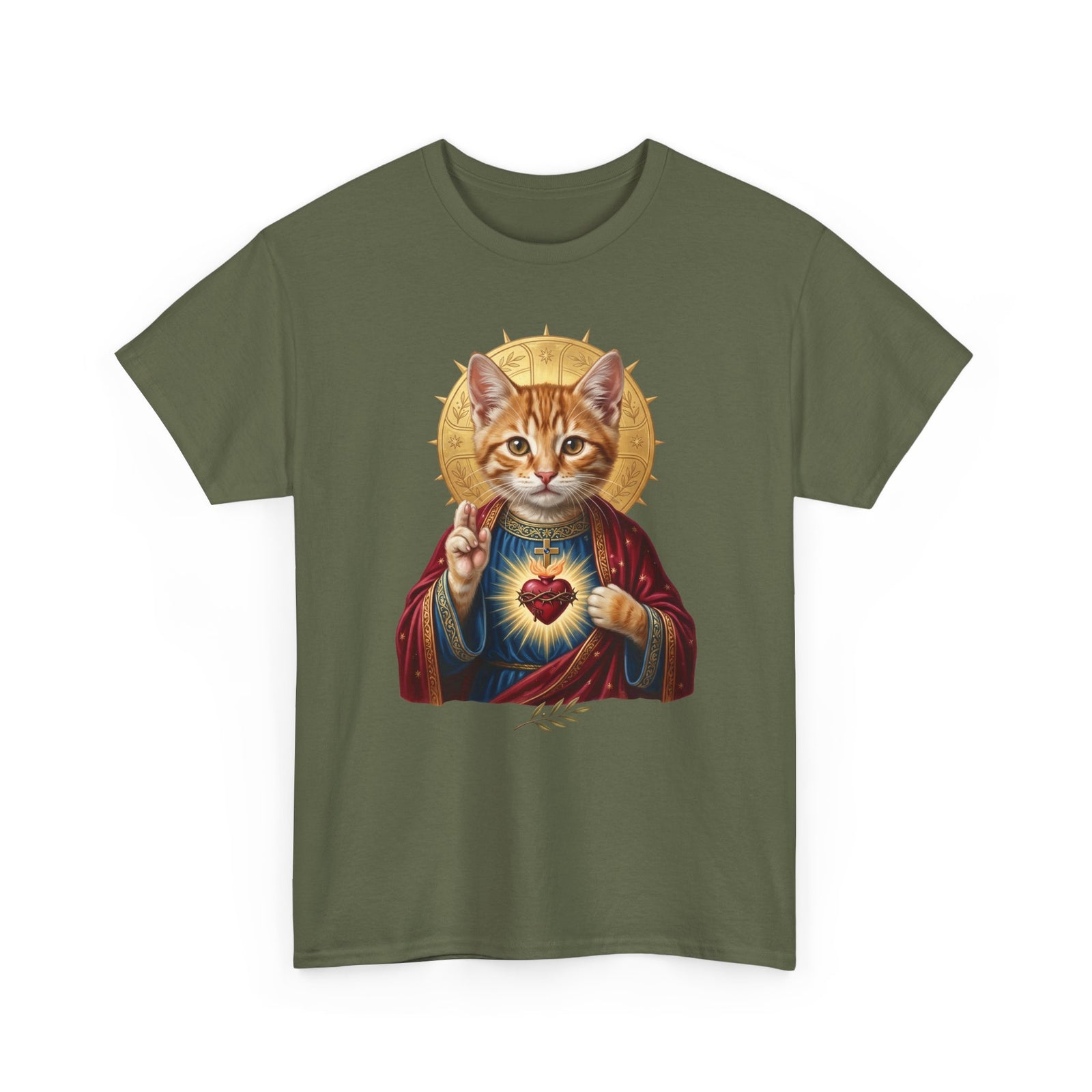 Sacred Heart Cat T-Shirt — Christian Religious Cat Lover Graphic Tee