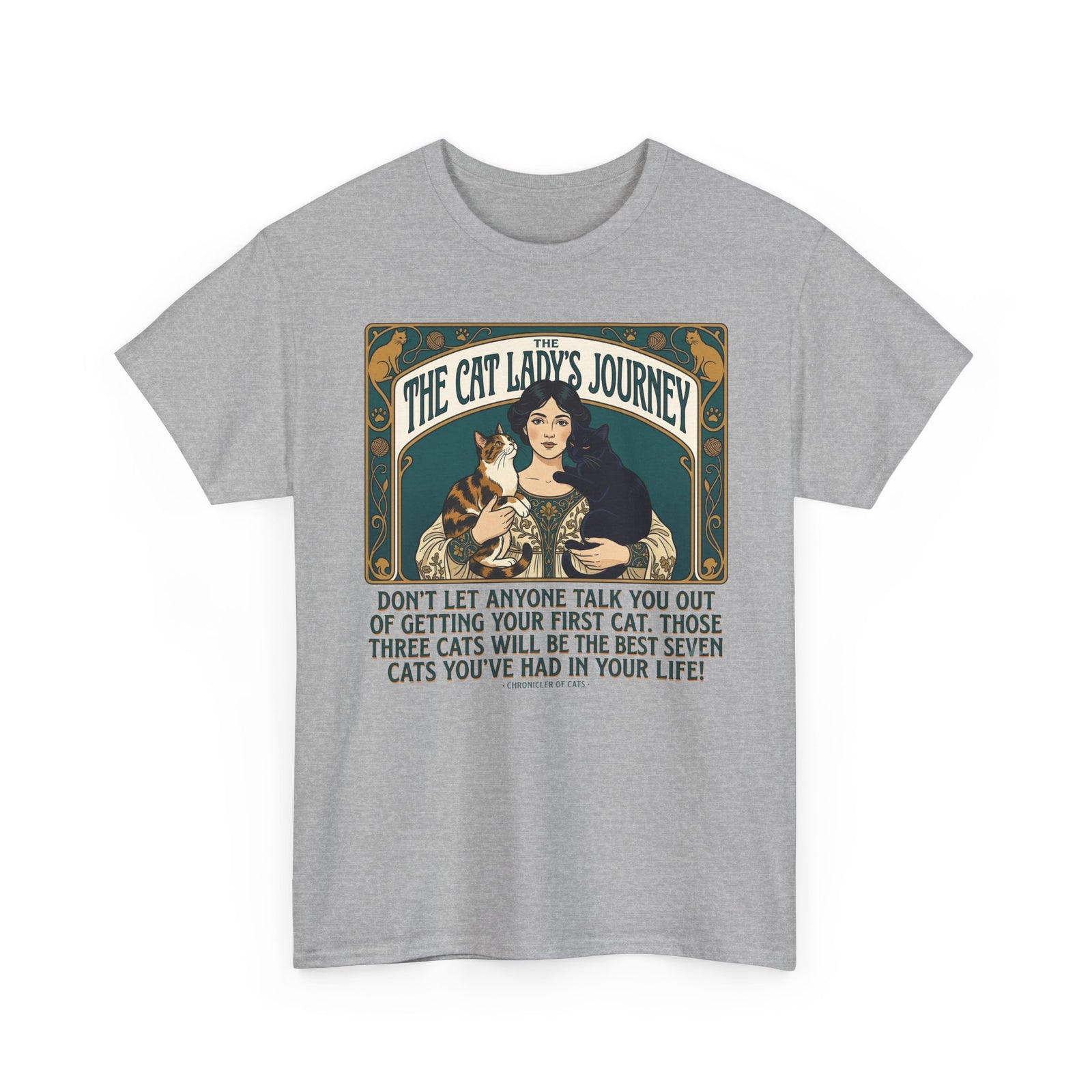 Cat Lady Journey T‑Shirt — "The Cat Lady's Journey" Vintage Cat Lover Tee
