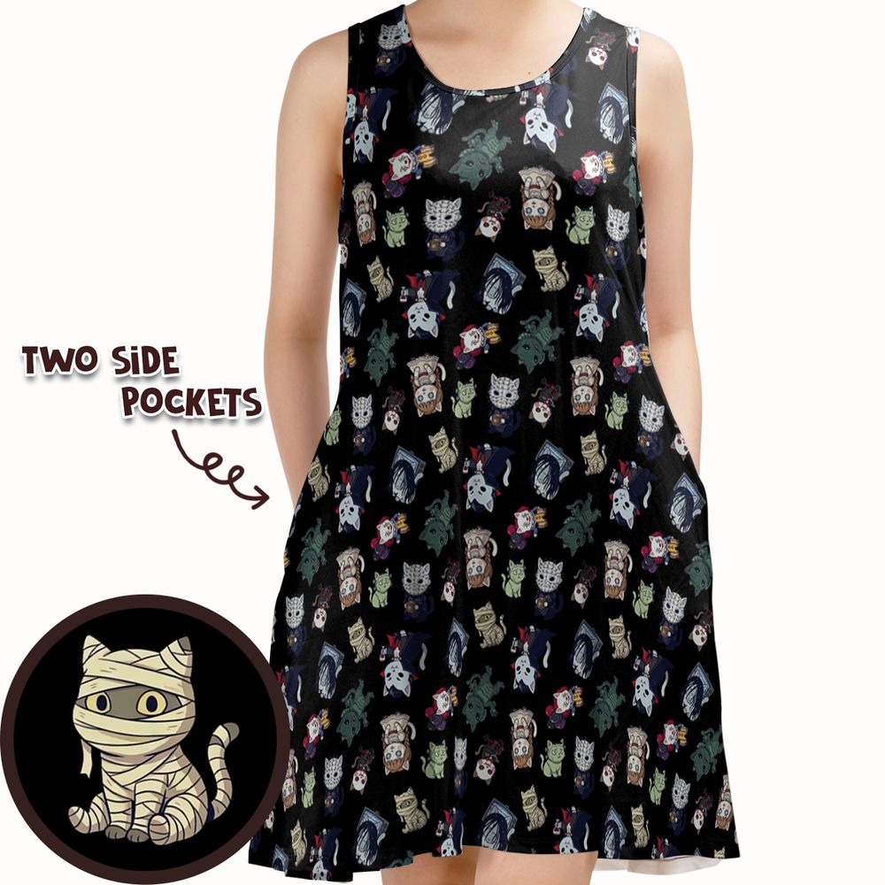 Horror cats Sleeveless Dress - - 1