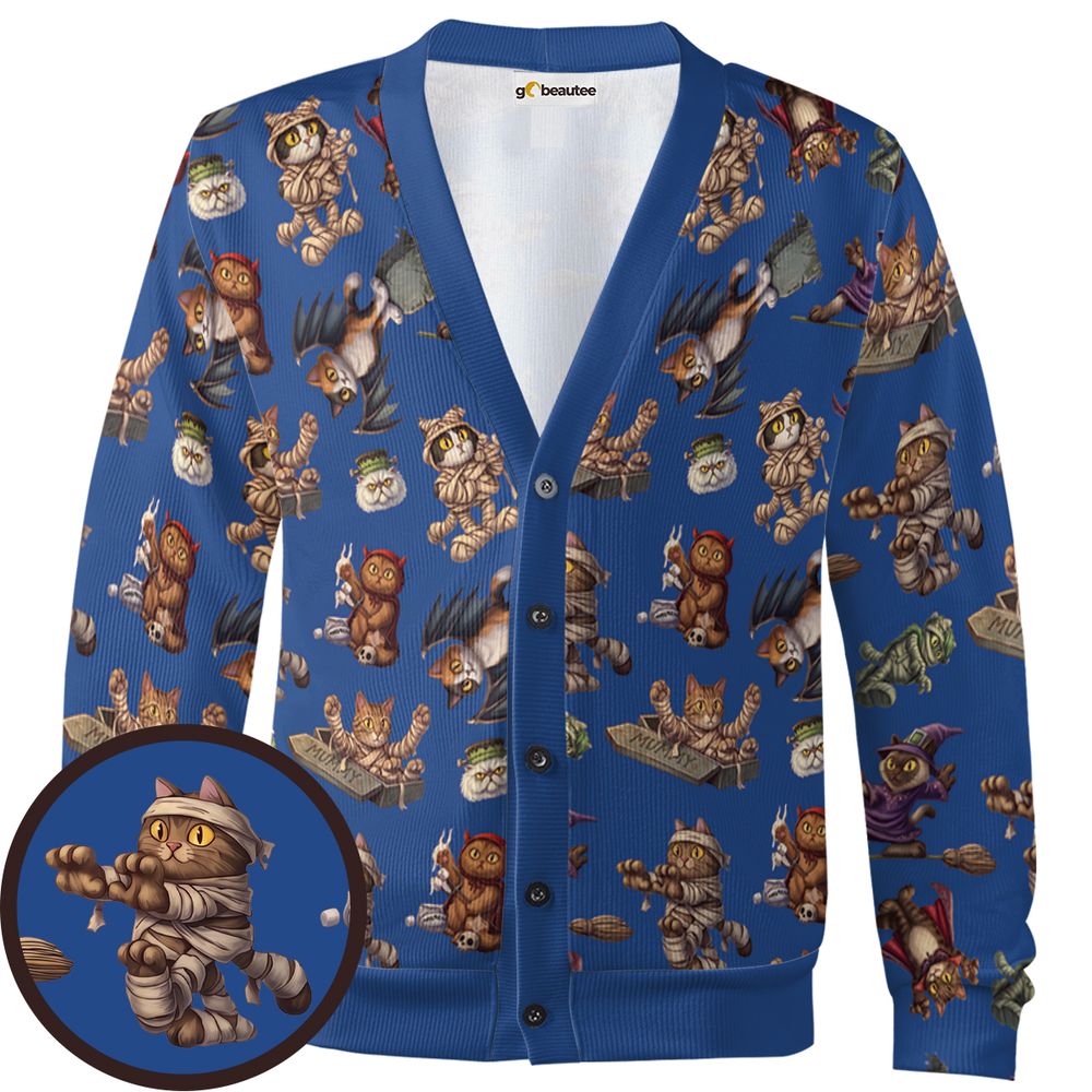 Blue Halloween Monster Cats - - 1