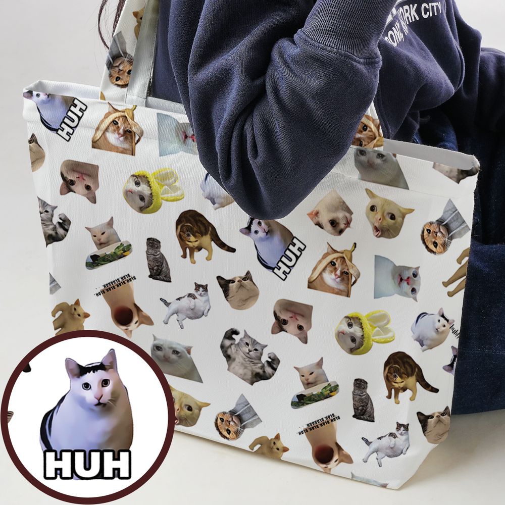 Cat memes Large Tote Bag - - 1