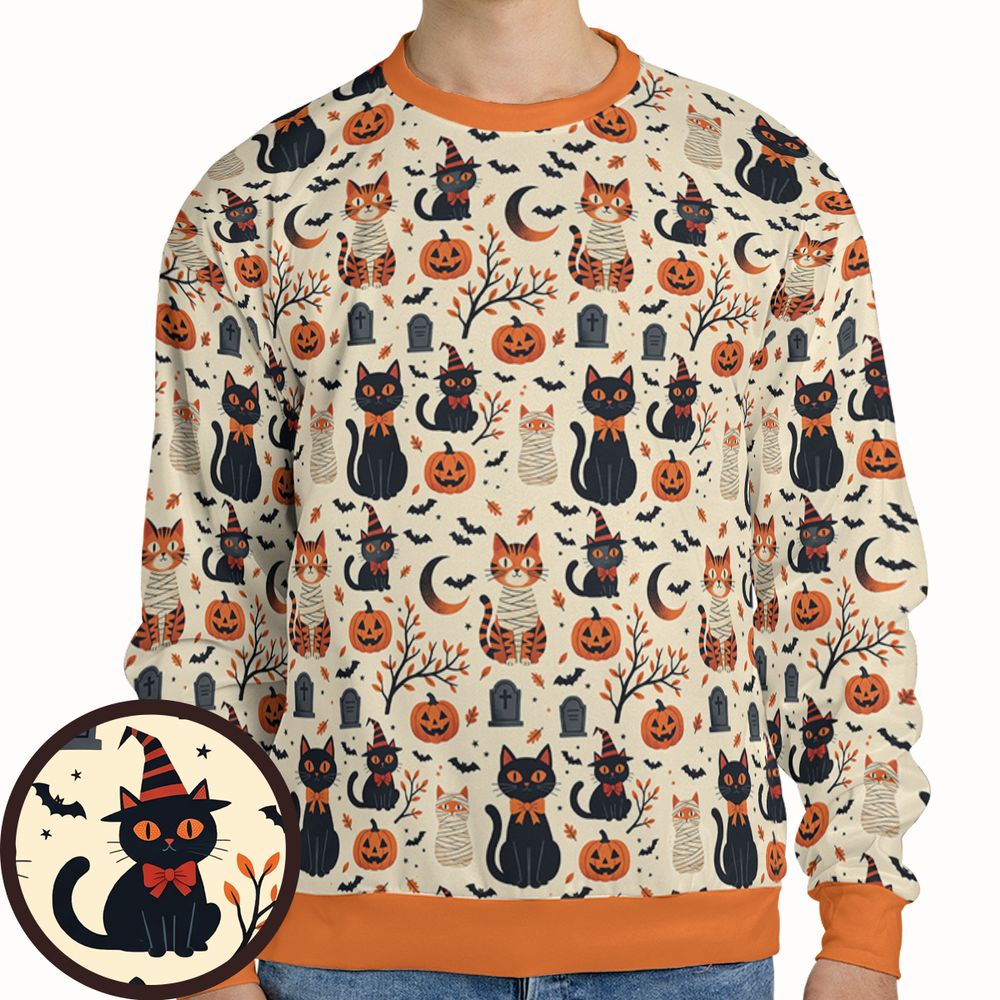 Vintage Halloween Witch & Mummy Cats - - 1