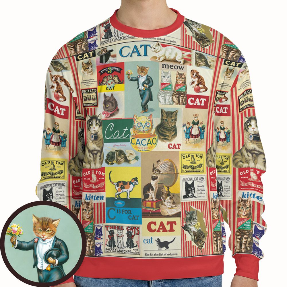 Musical Cats Playing Instruments Band Full Print Sweatshirt - - 1