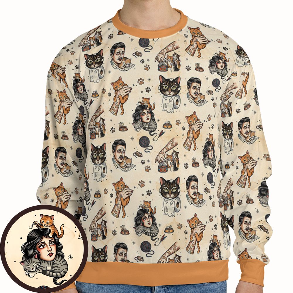 Cat Mom Cat Dad Full Print Sweatshirt - - 1