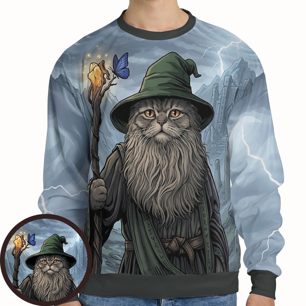 Wizard Cat Full Print Sweatshirt - - 1