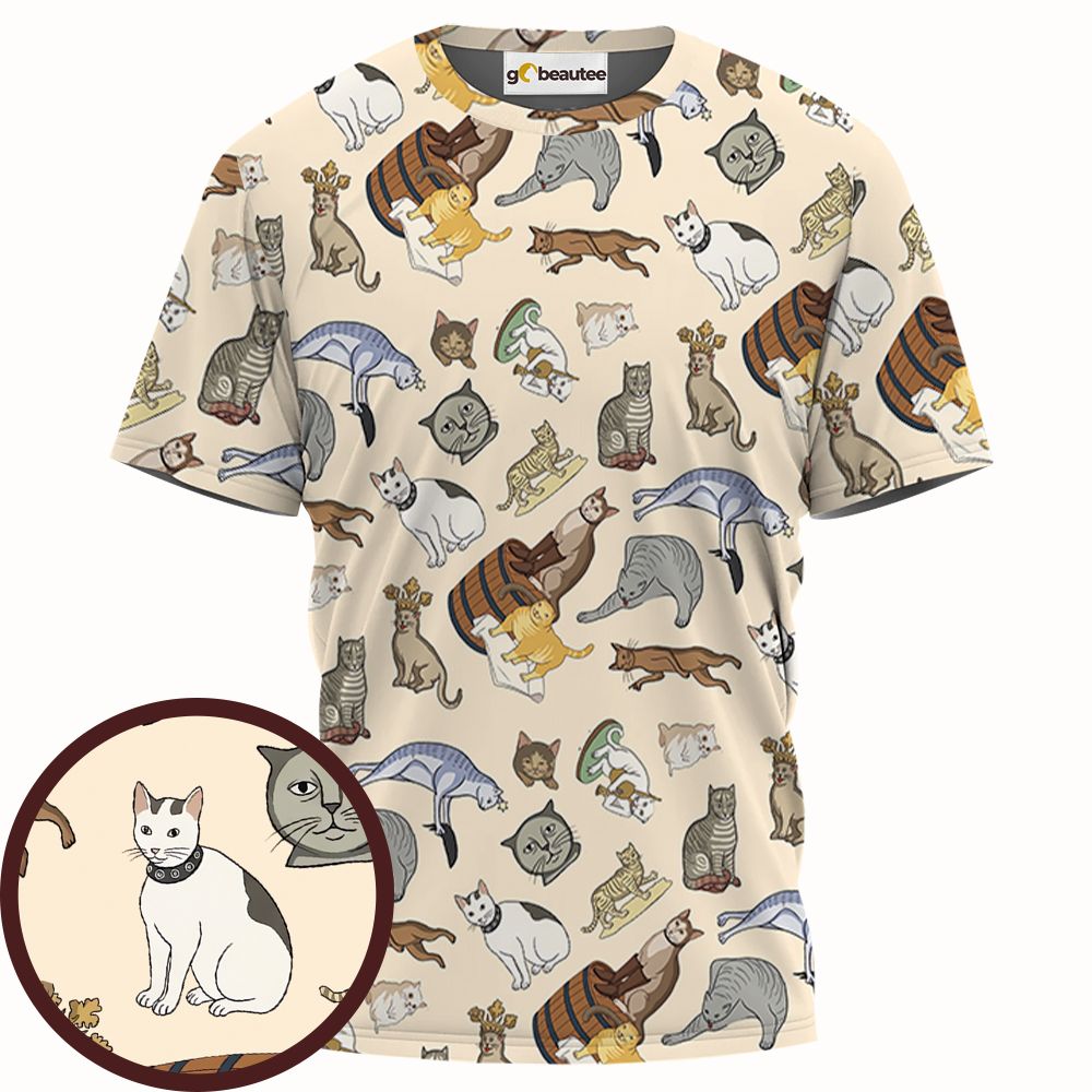 Medieval Cat Art Full Print Unisex T-Shirt - - 1