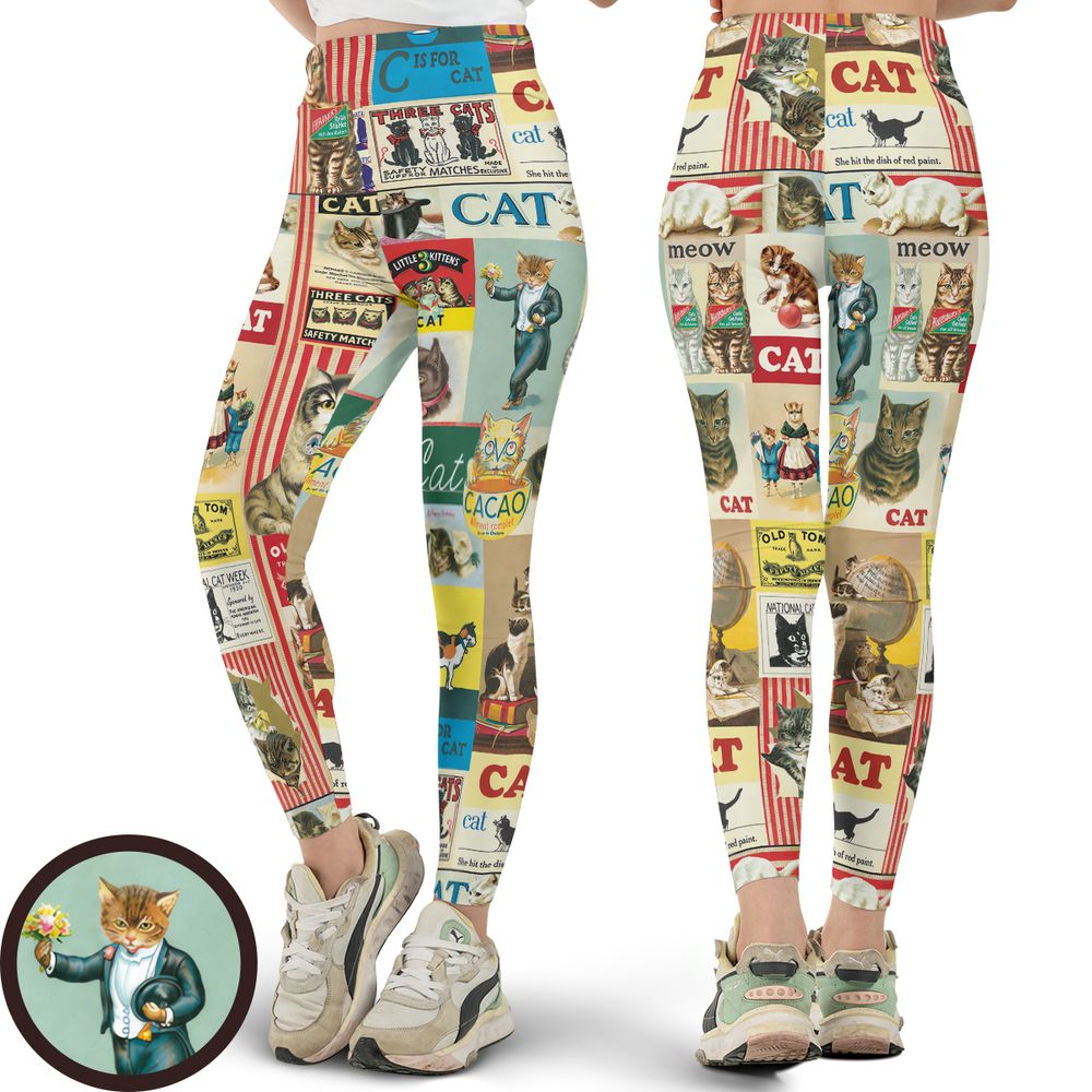 Musical Cats Playing Instruments Band Full Print Legging - - 1