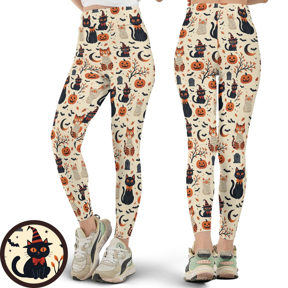 Vintage Halloween Witch & Mummy Cats - - 1