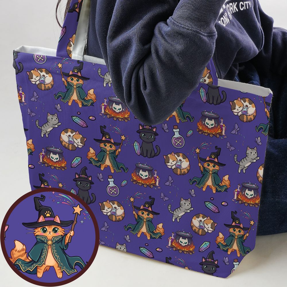 Witchy Wizard Cats Purple - - 1