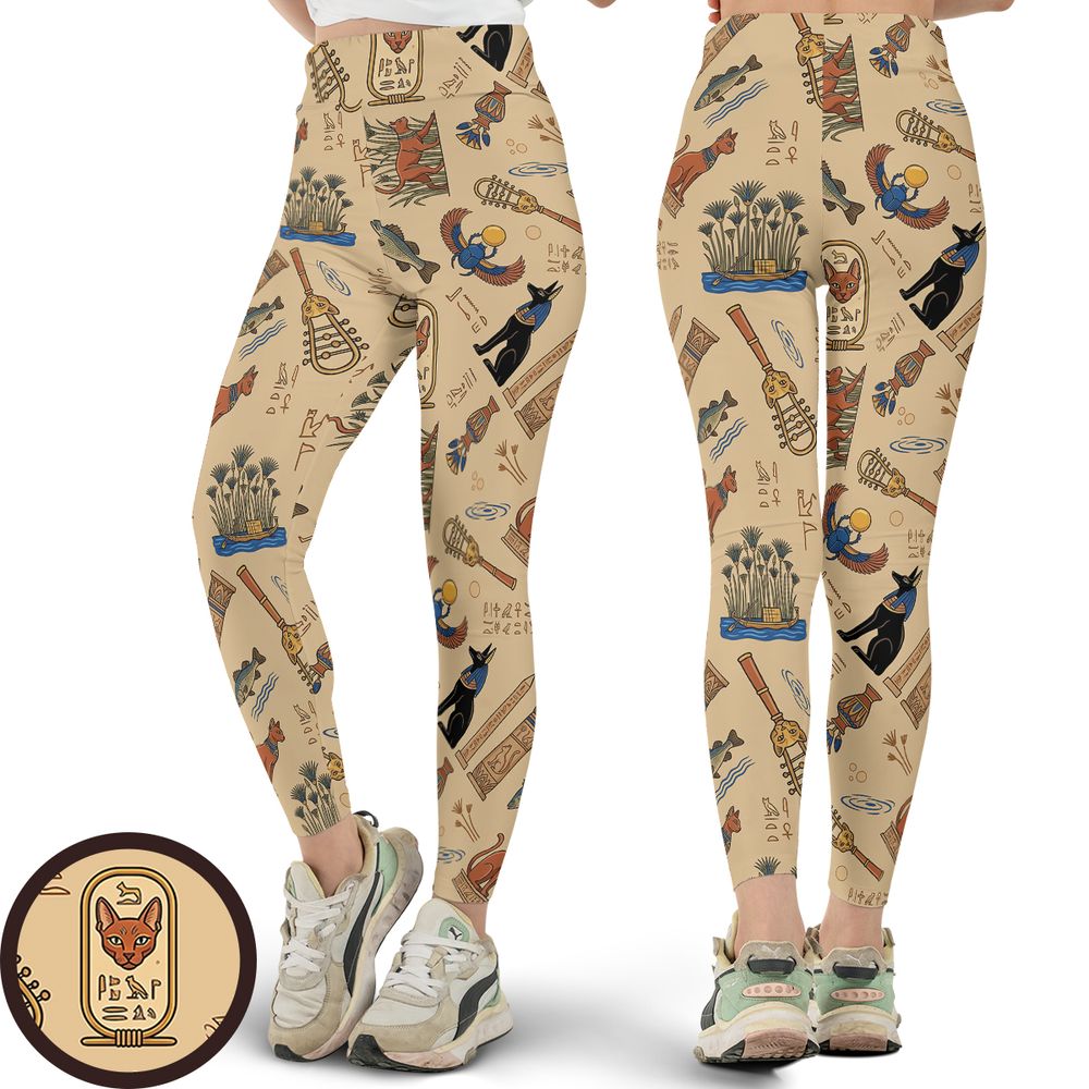 Ancient Egypt cat Full Print Legging - - 1