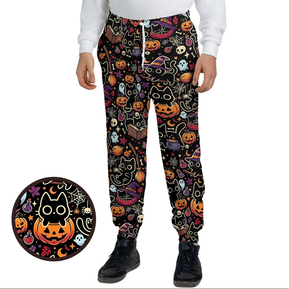 Black Cat and Pumpkin Sweatpants - - 1