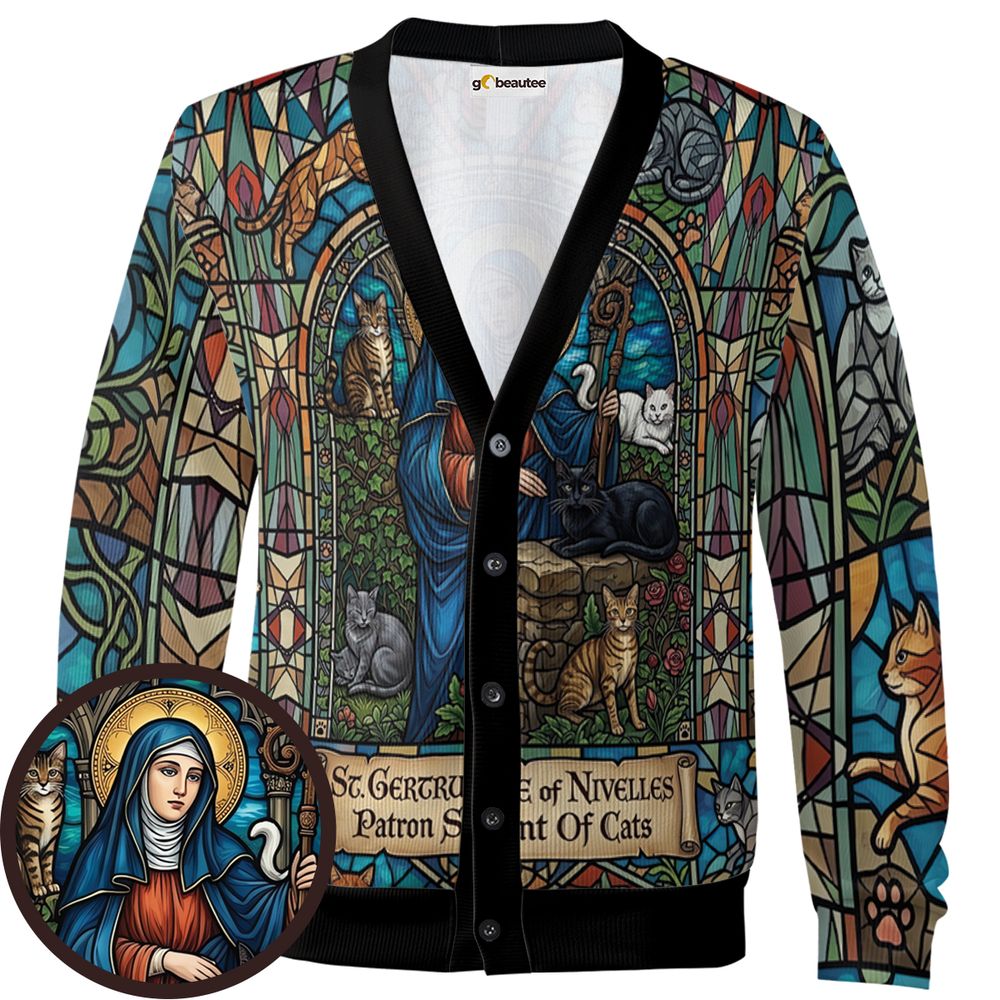 Patron Saint of Cats Stained Glass Cardigan - - 1