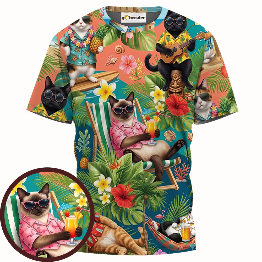 Summer Cat Full Print Unisex T-Shirt - - 1