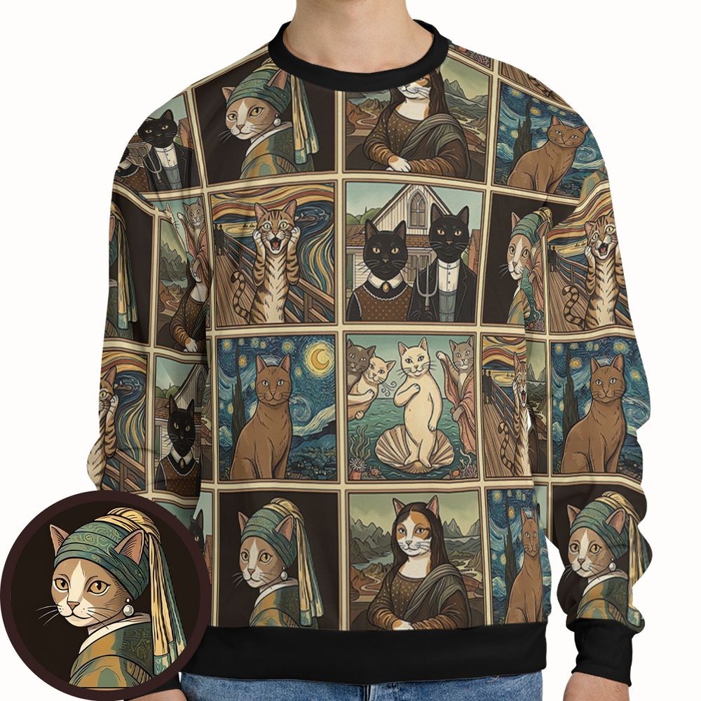 Cats in Arts Full Print Sweatshirt - - 1