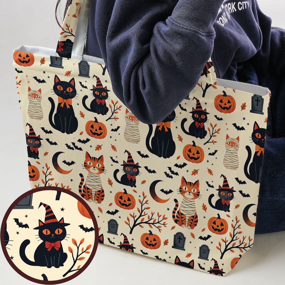 Vintage Halloween Witch & Mummy Cats - - 1