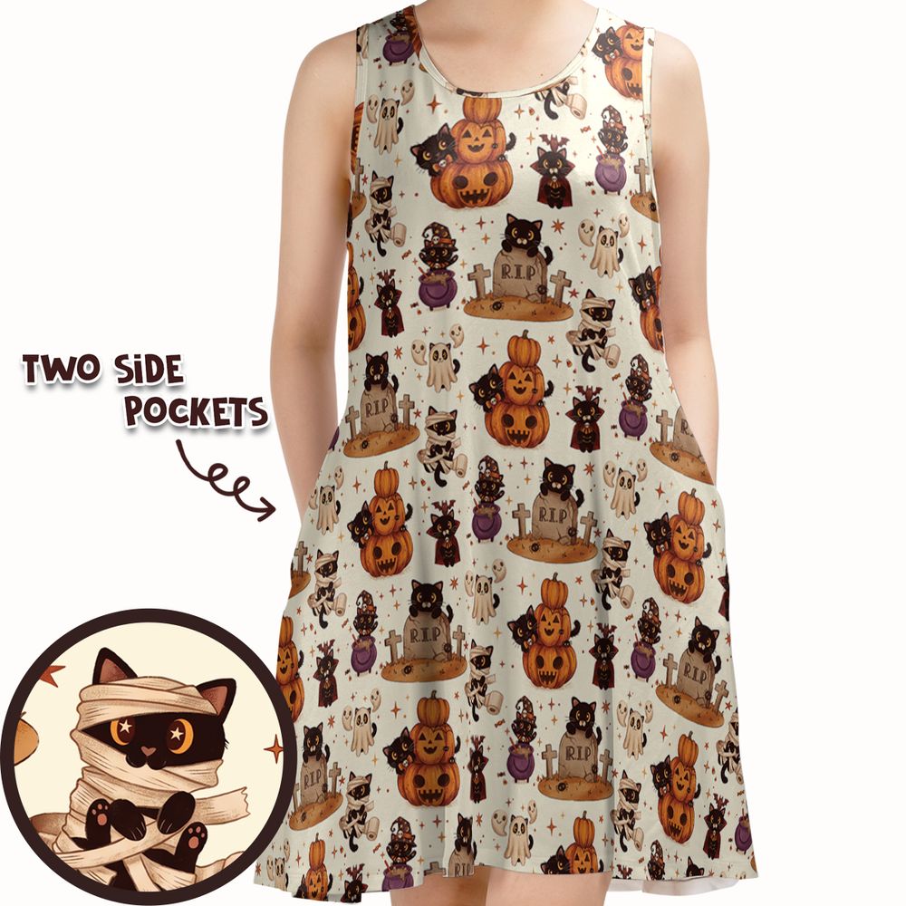 Kawaii Halloween Spooky Cats Hawaiian - - 1