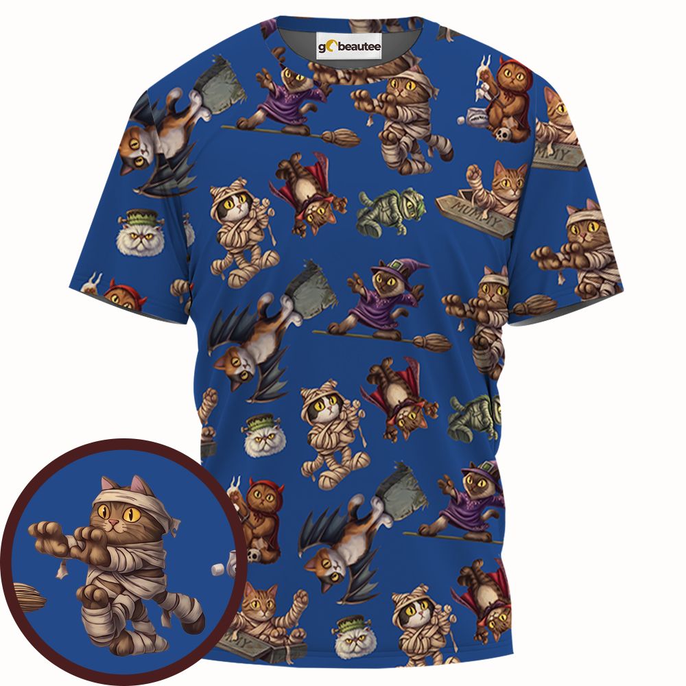 Blue Halloween Monster Cats - - 1
