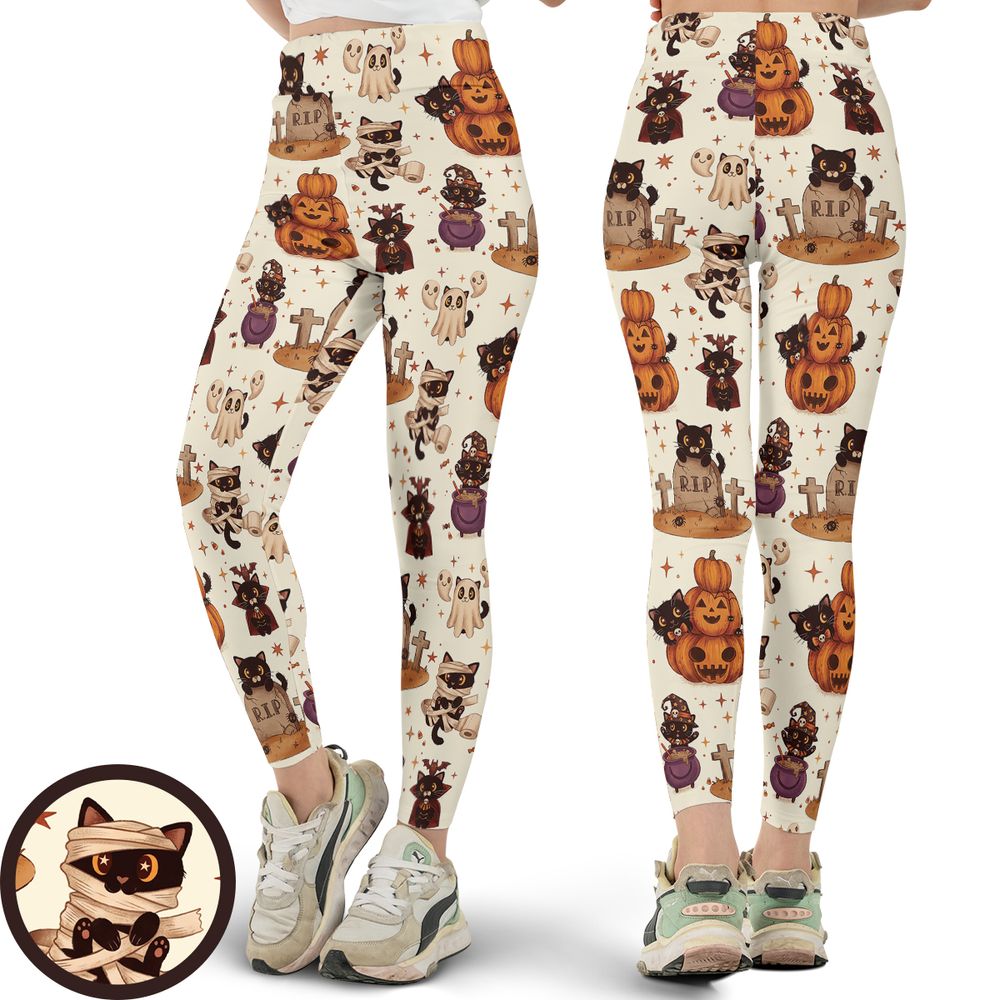 Kawaii Halloween Spooky Cats Hawaiian - - 1