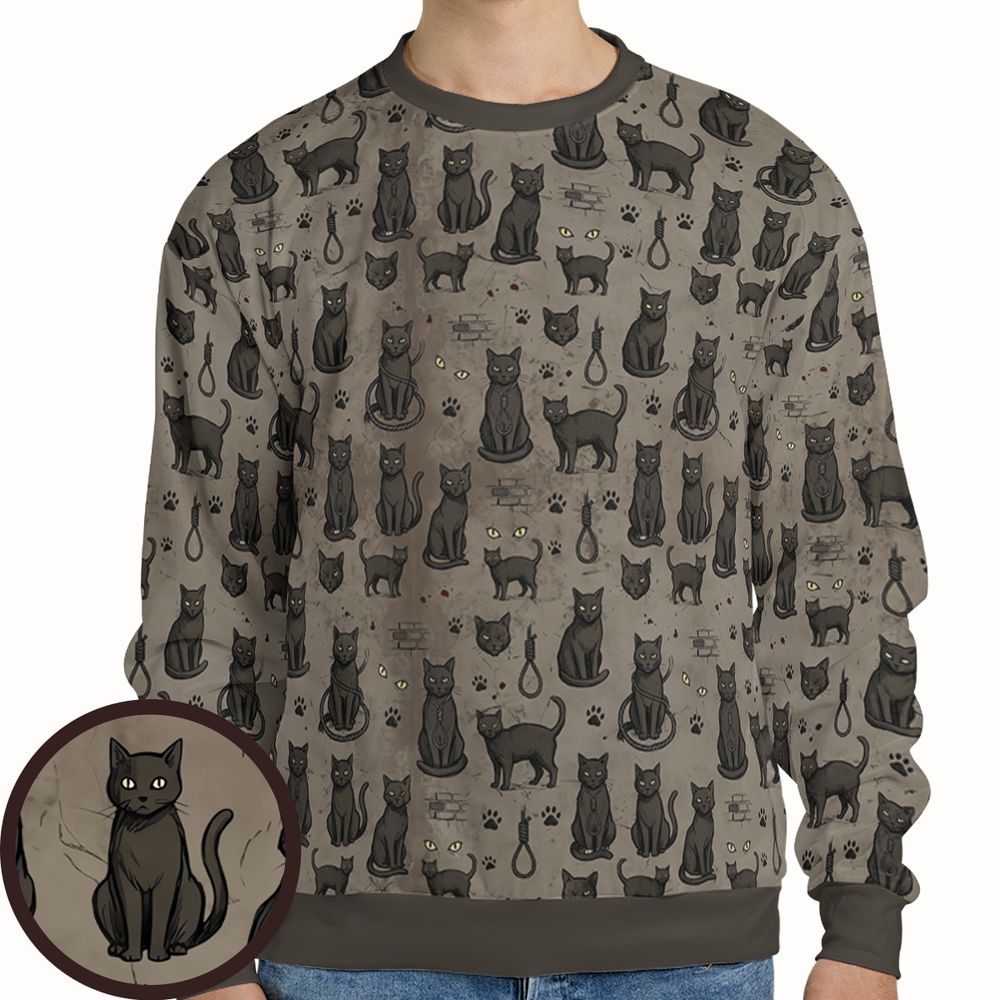 The black cat One eye Cat Full Print Sweatshirt - - 1