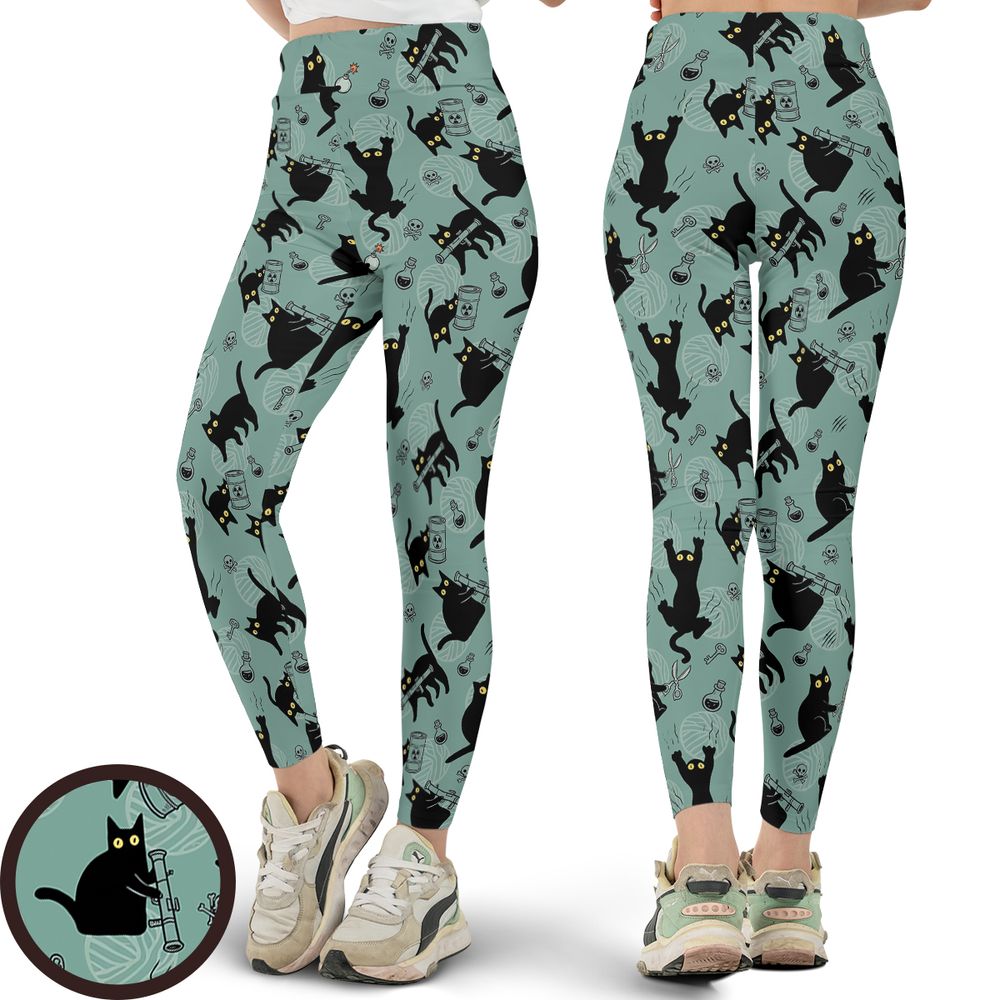 Chaotic evil cat Full Print Legging - - 1