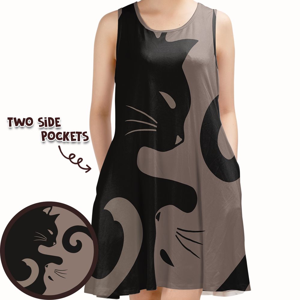Lavender Spooky Halloween Cat Magic Sleeveless Dress - - 1