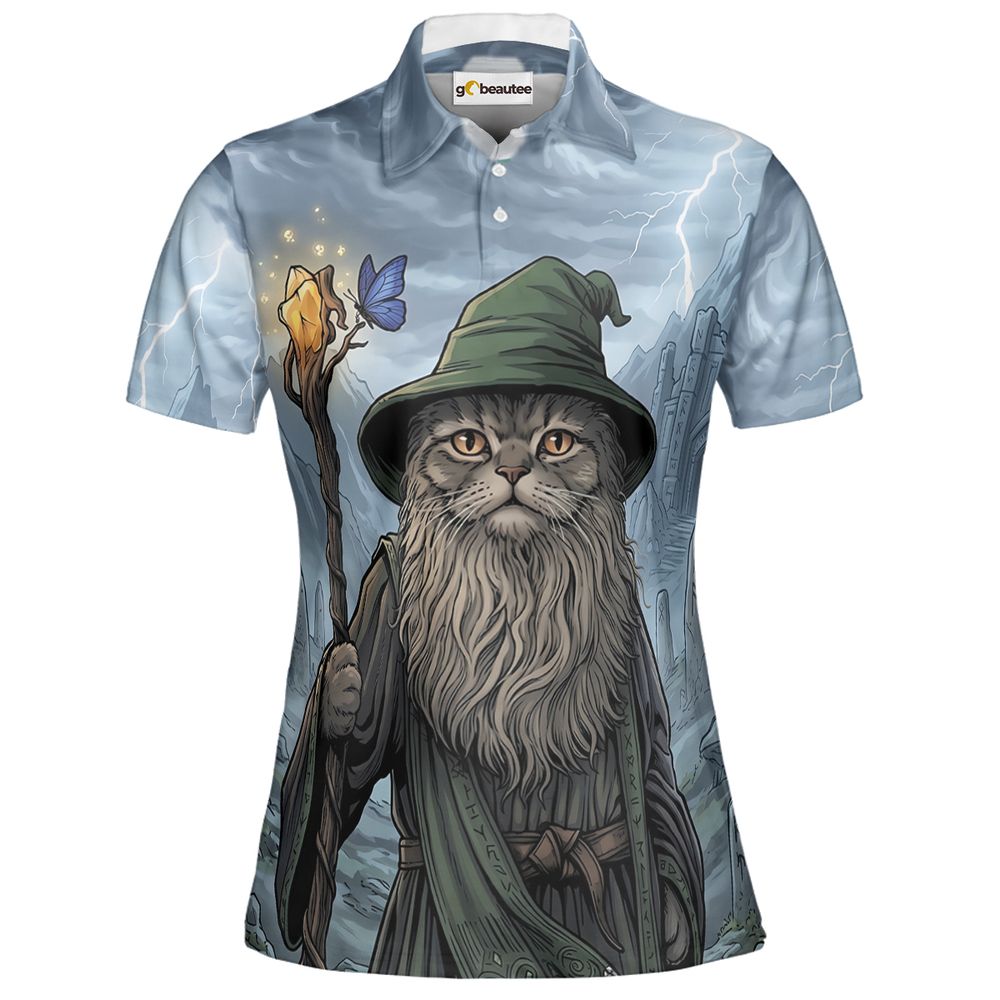 Wizard Cat Full Print Polo Shirt - Women - 2