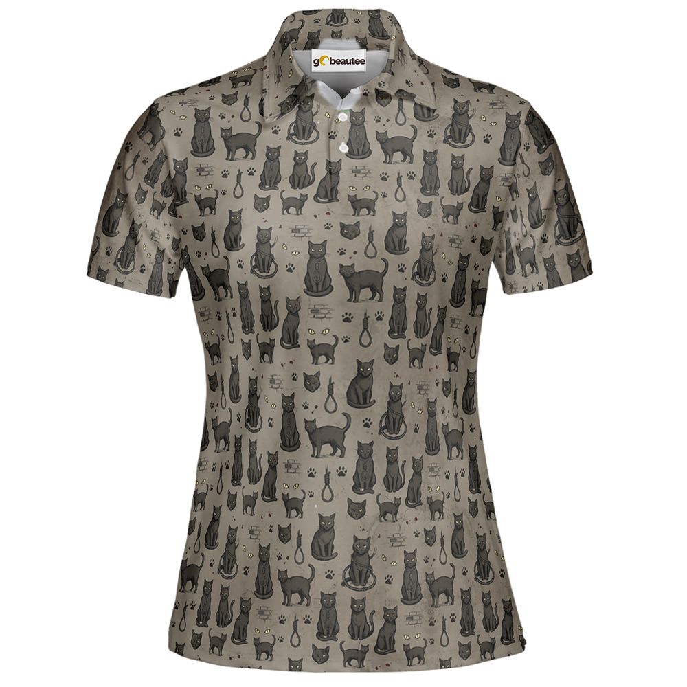 The black cat One eye Cat Full Print Polo Shirt - Women - 2