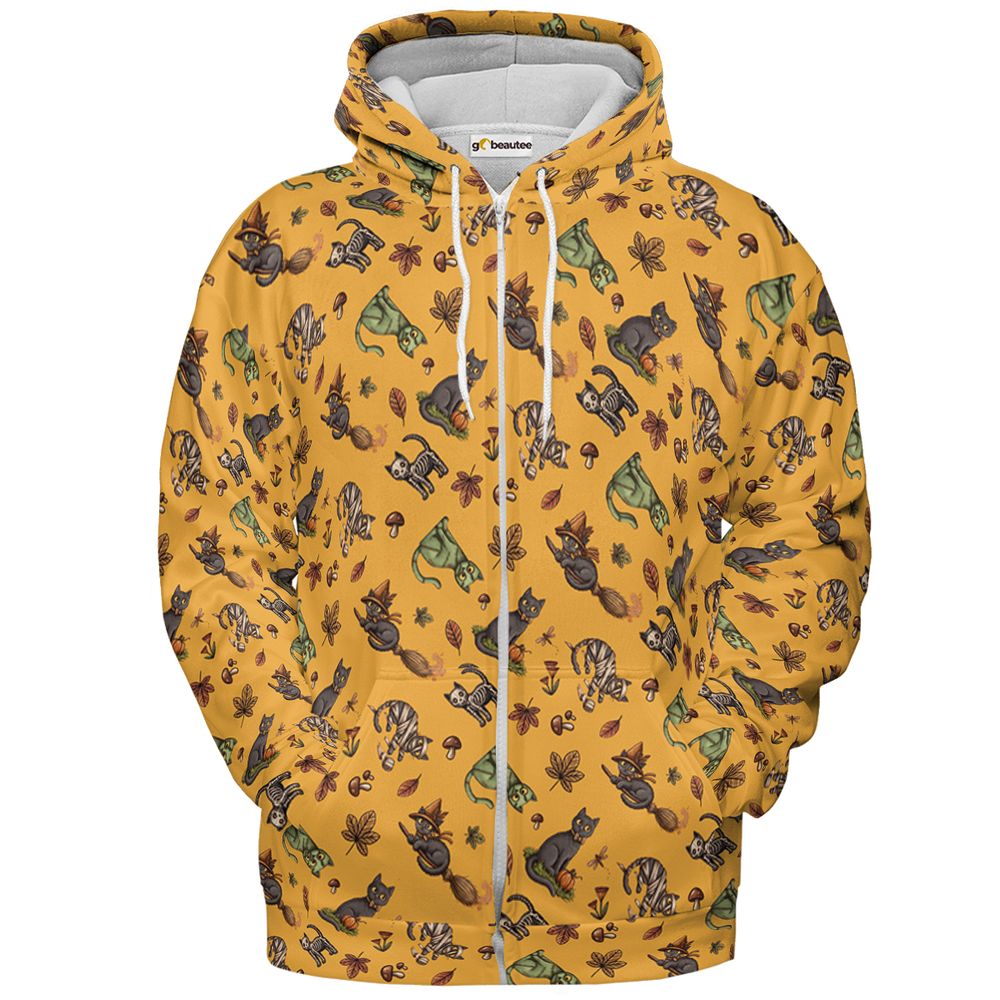Witchy Black Cat & Mushrooms - Zip Hoodie - 2