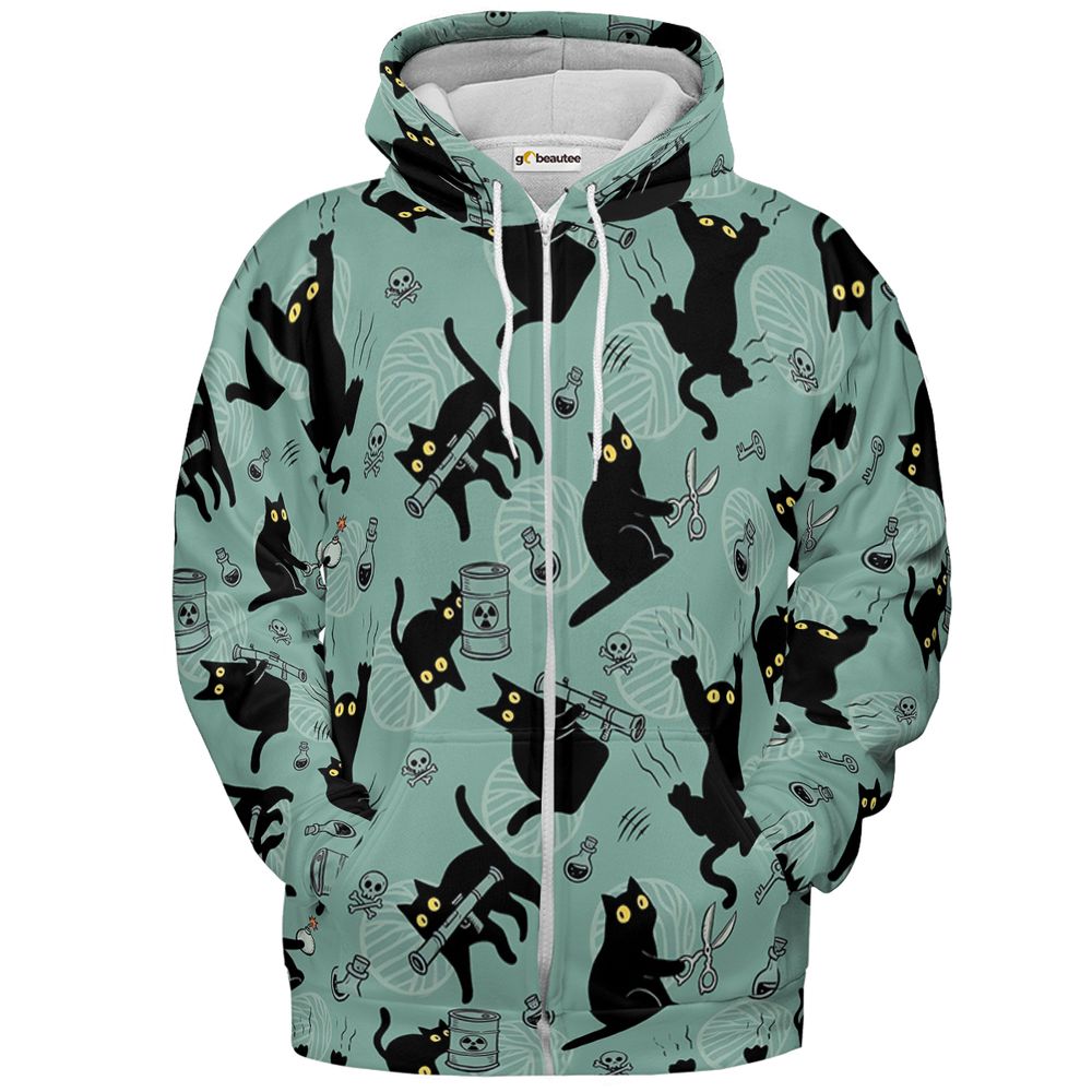 Chaotic evil cat Full Print Hoodie - Zip Hoodie - 2