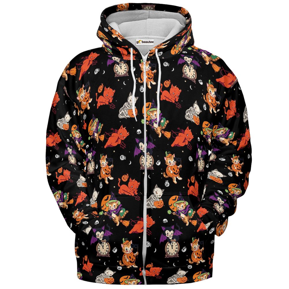 Midnight Meowgic Halloween Cats - Zip Hoodie - 2