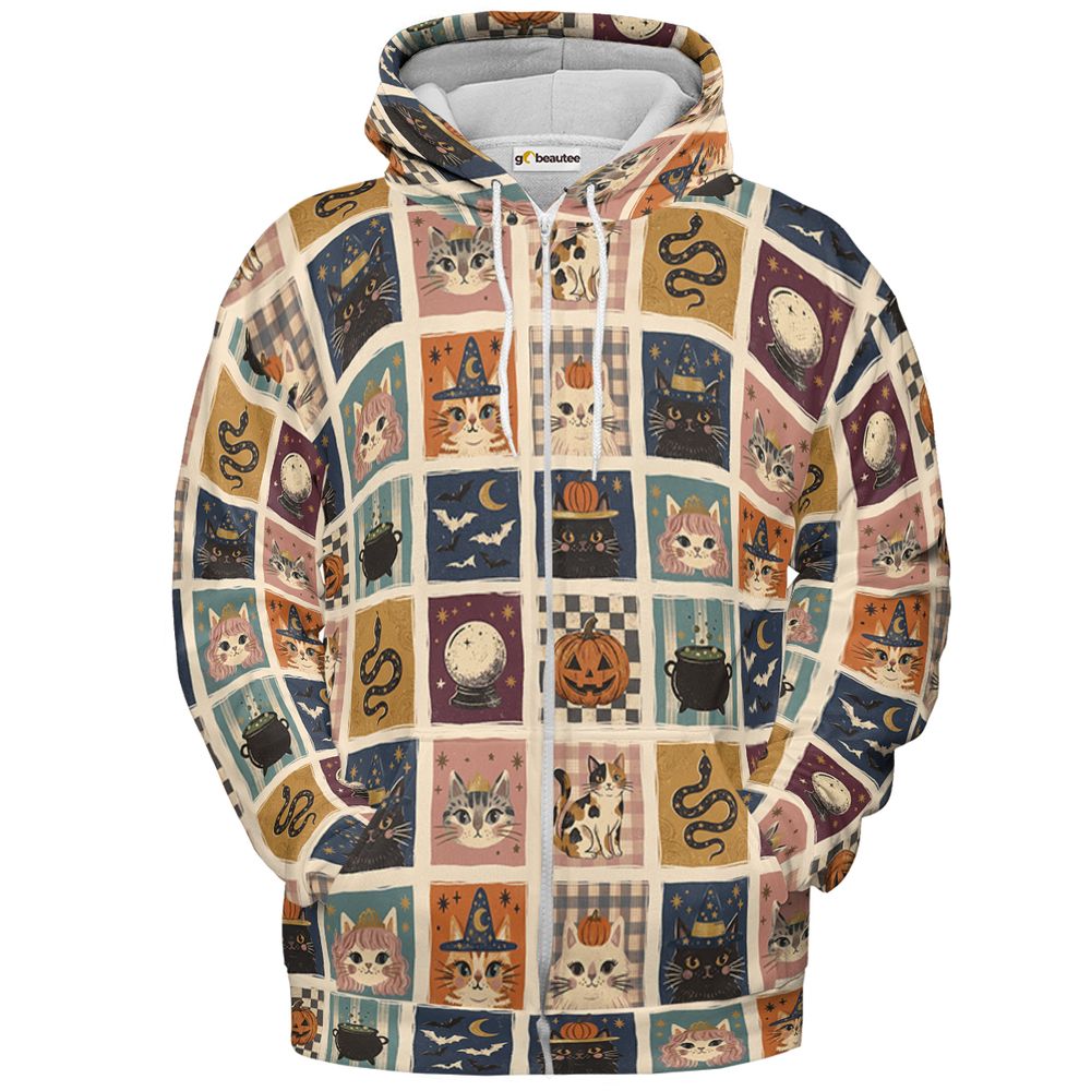 Vintage Hallowe'en Patchwork - Zip Hoodie - 2