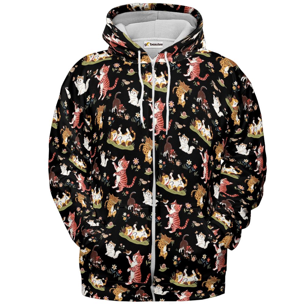 Botanical Garden Cat & Floral - Zip Hoodie - 2