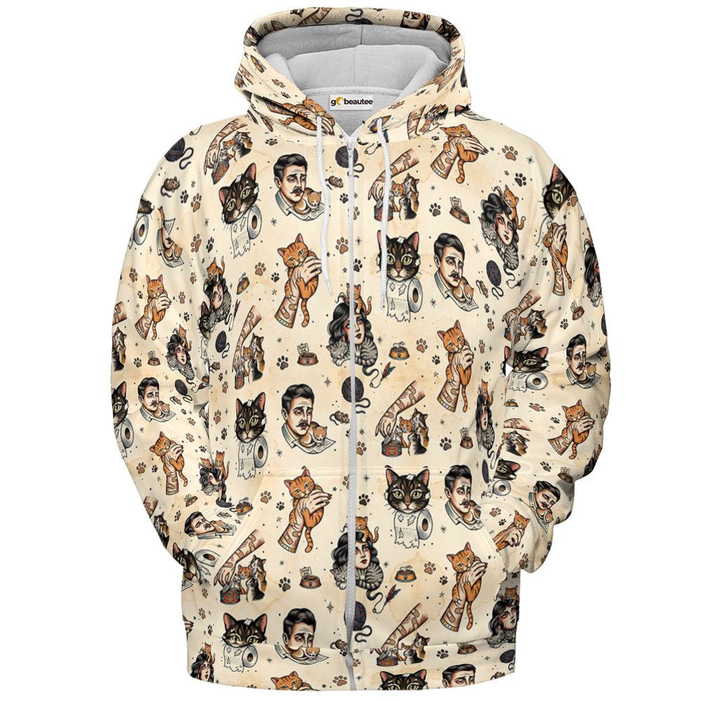 Cat Mom Cat Dad Full Print Hoodie - Zip Hoodie - 2