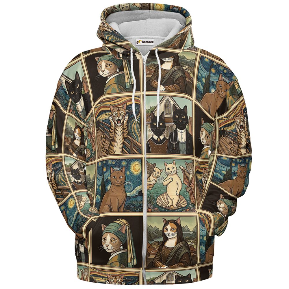 Cats in Arts Full Print Hoodie - Zip Hoodie - 2