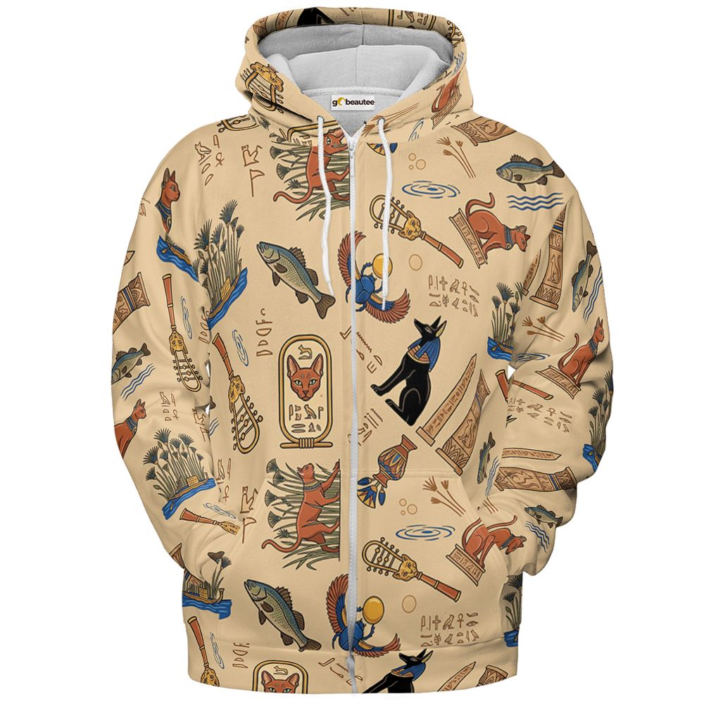 Ancient Egypt cat Full Print Hoodie - Zip Hoodie - 2