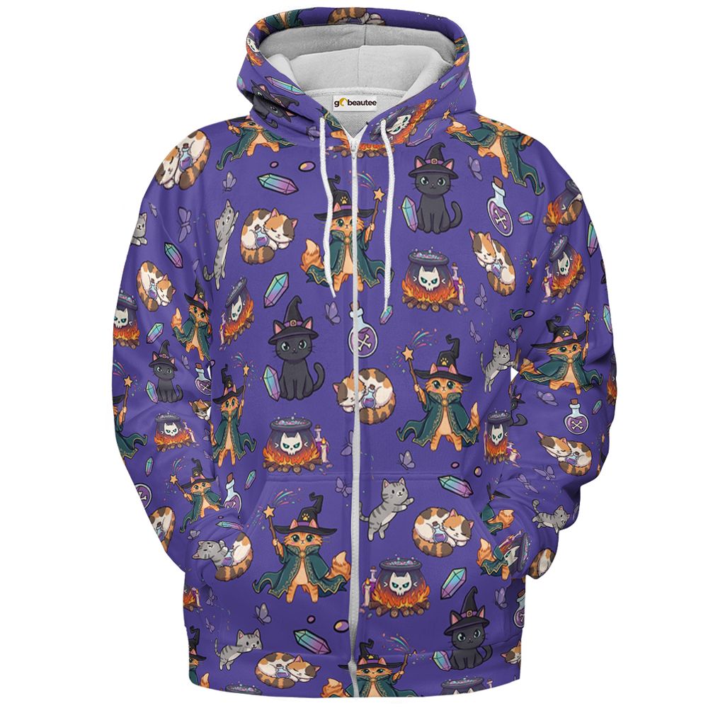 Witchy Wizard Cats Purple - Zip Hoodie - 2