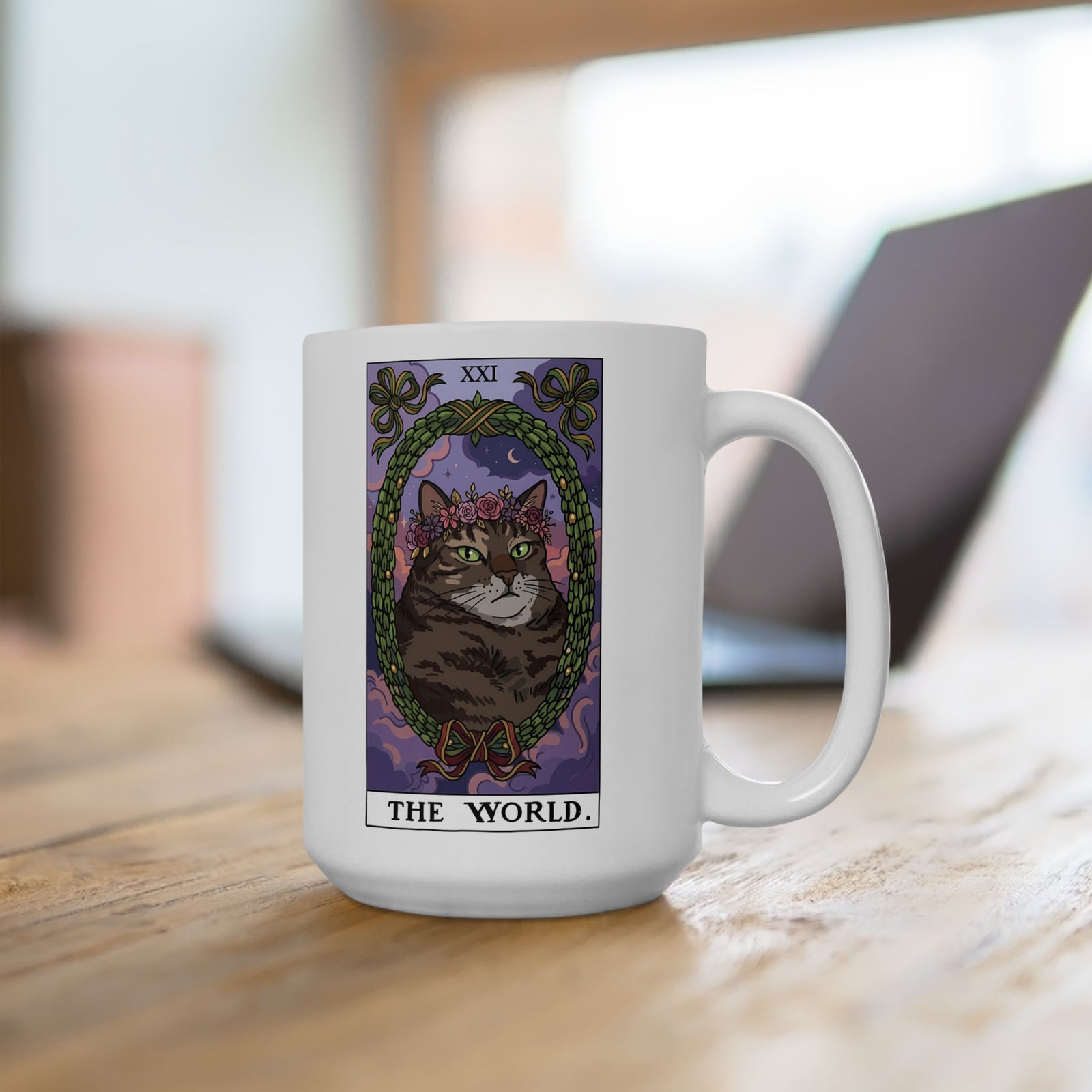 Cat the World Tarot Card Ceramic Mug