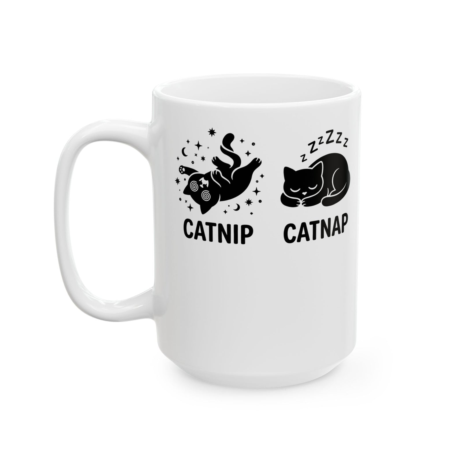 Catnip Catnap Cat Ceramic Mug — Cute Cat Nap Graphic Mug