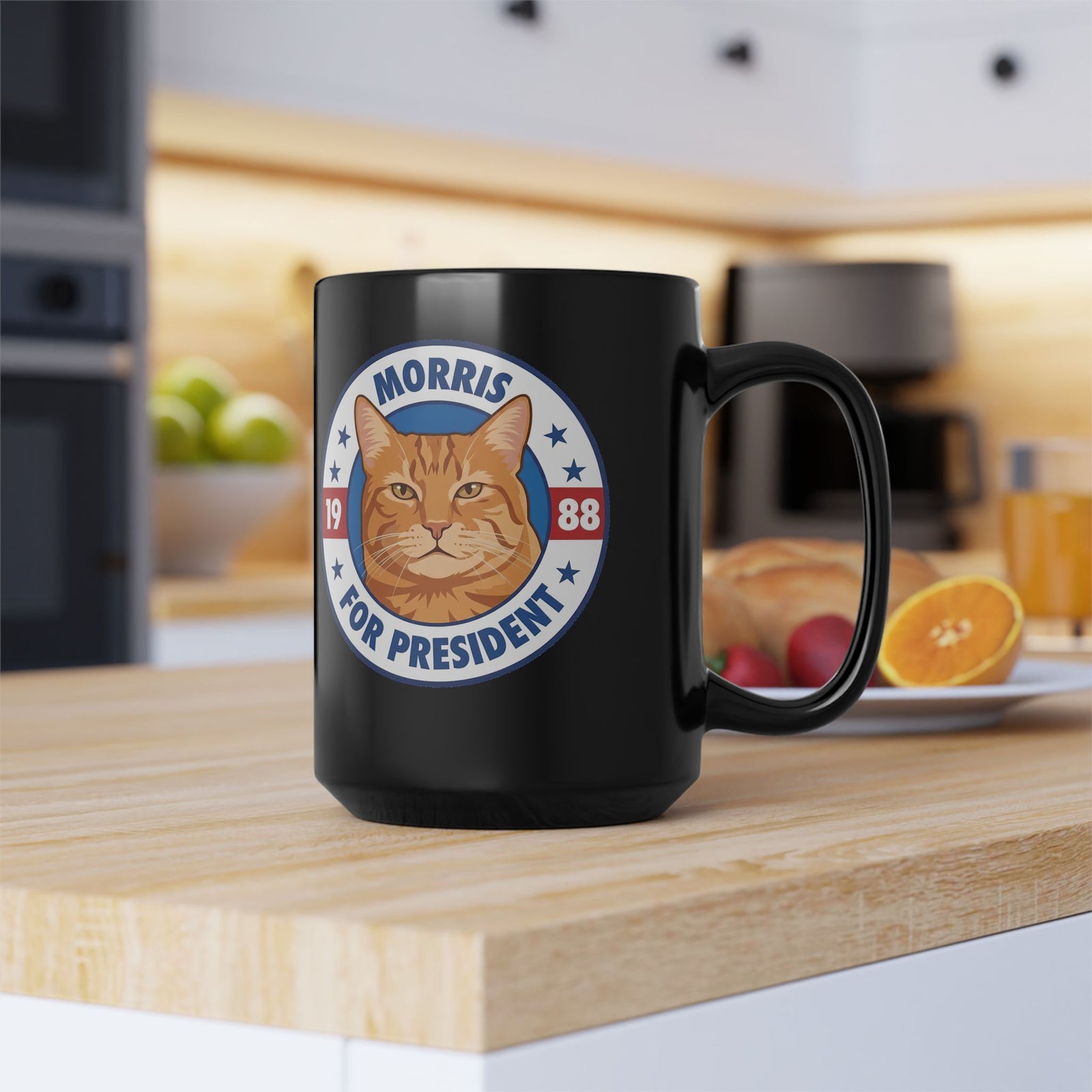 Cat For President 1988 Black Mug Vintage Political Cat Mug