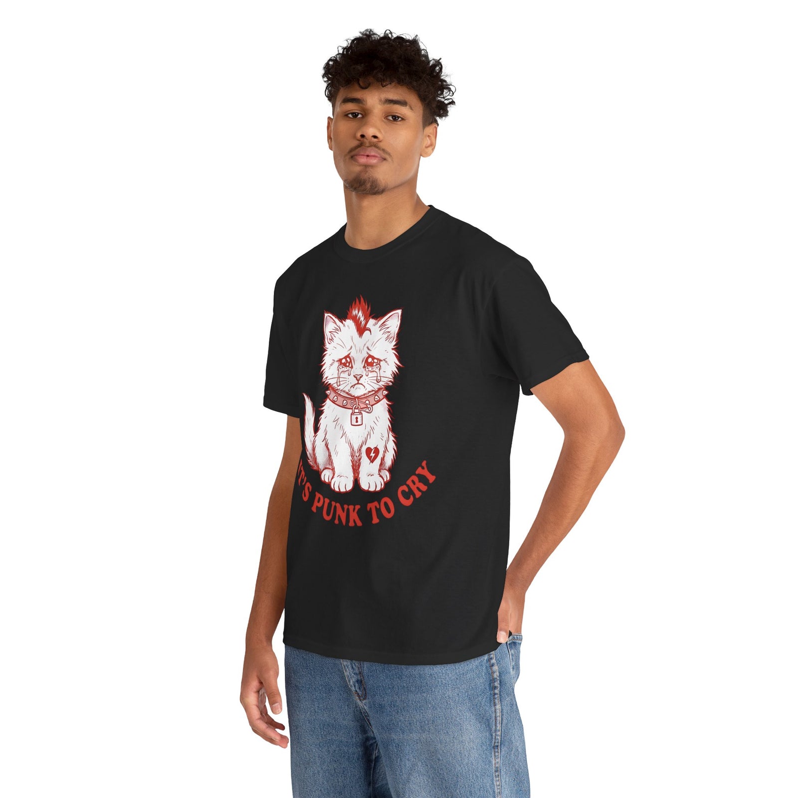 It's Punk To Cry Cat Tee — Cute Punk Cat Graphic T-Shirt