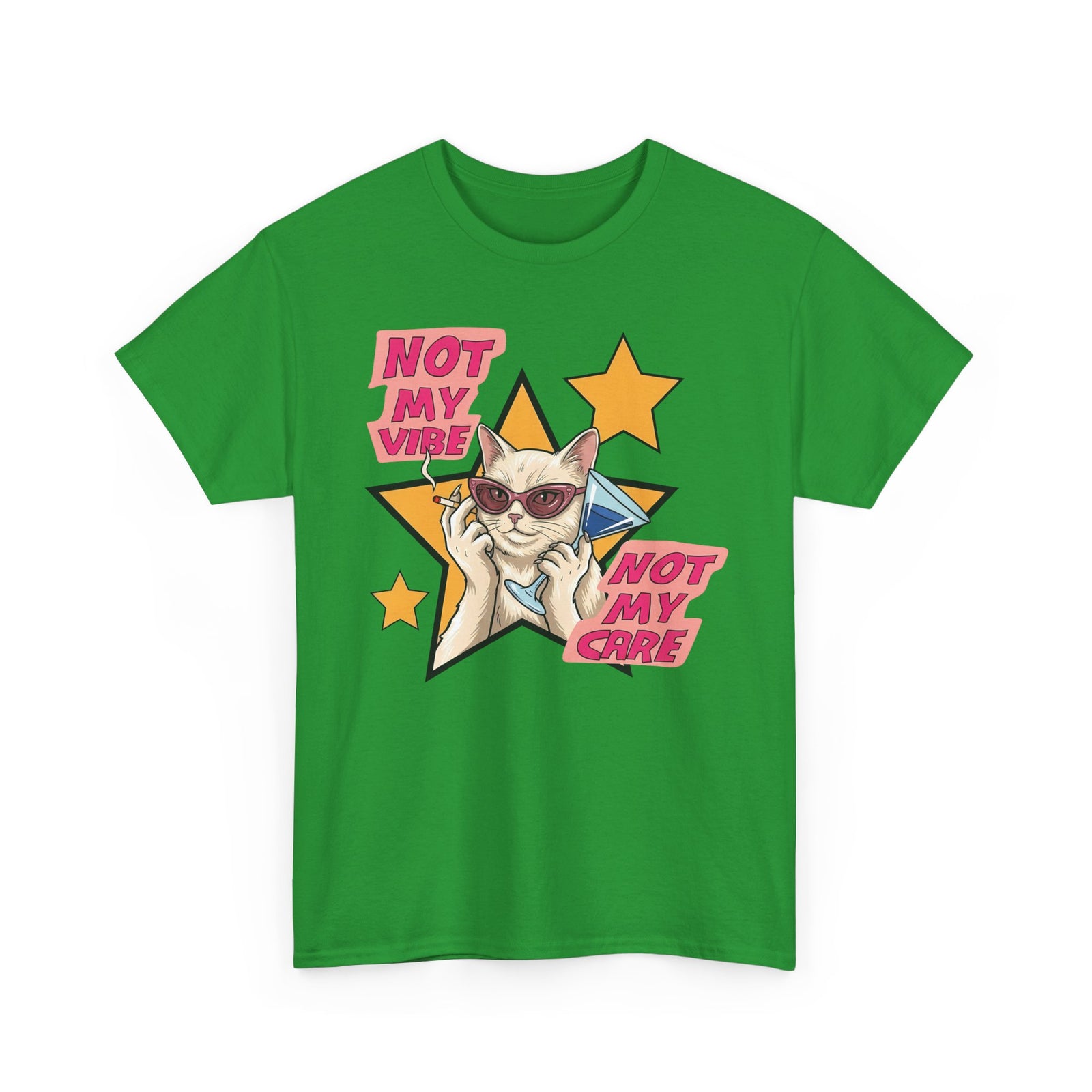 Not My Care Retro Cat T-Shirt — Unbothered Pop Art Feline Tee
