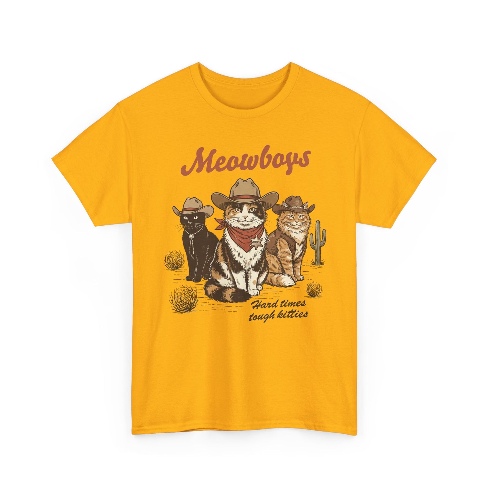 Meowboys Cat Cowboy T-Shirt — Funny Western Cat Tee for Cat Lovers