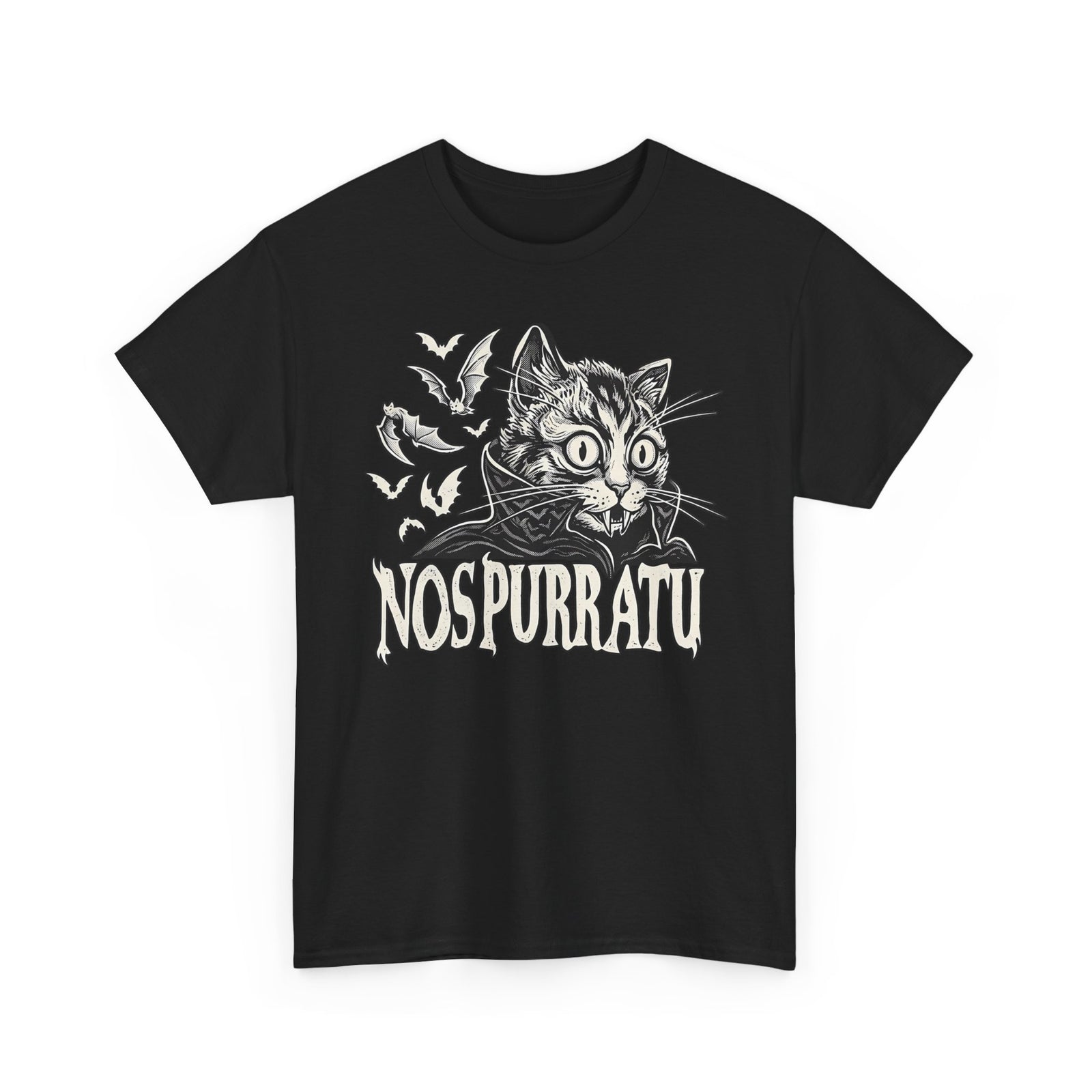 Nosferatu Cat T-Shirt — "Nospurratu Cat Nosferatu" Gothic Vampire Cat Tee