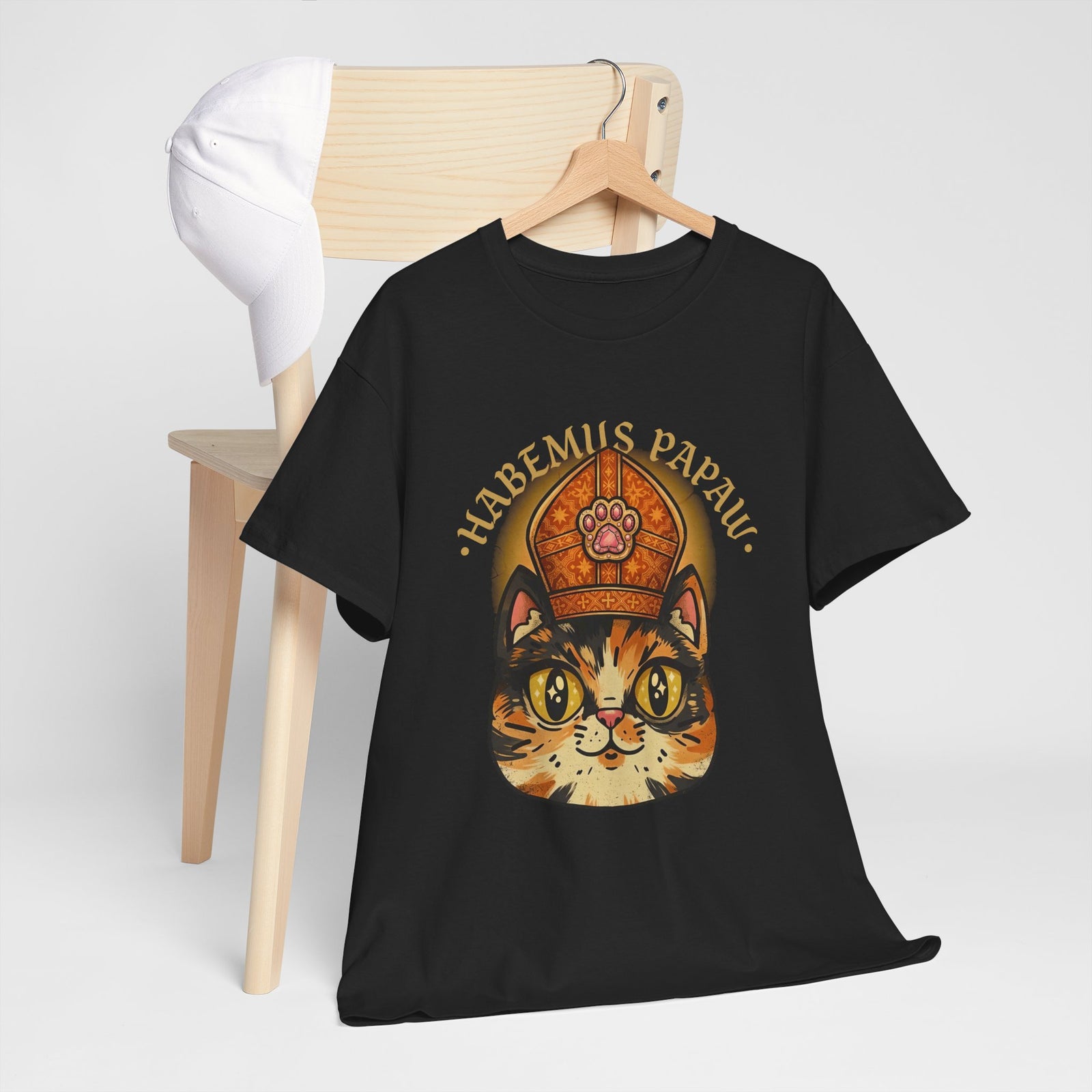 Funny 'Habemus Papaw' Catholic Kitten T-Shirt — Pope Cat Graphic Tee